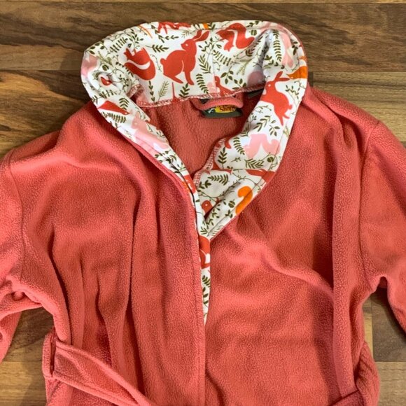 Girl's Pink Robe Bass Pro Sleepwear Swimwear Pajama w/ Belt Forest Animals 6 - Picture 8 of 13